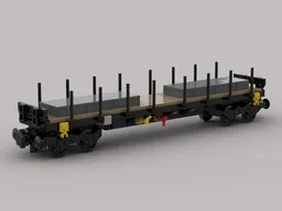 Flat freight wagon (Flachwagen) Typ Rs from the German railways with load.