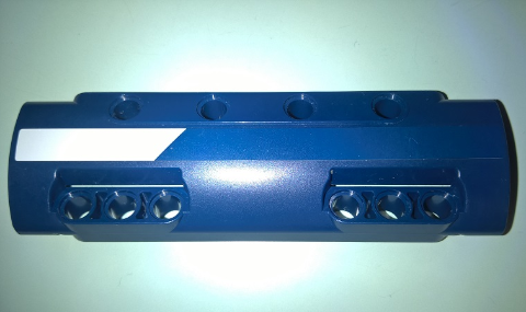 Lego Technic, Panel Curved 11 x 3 with 10 Pin Holes through Panel Surface with White Stripe Pattern Model Right Side (Sticker) - Set 41999