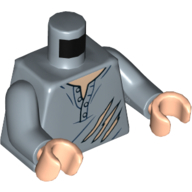 Lego Torso Shirt, Buttons, Claw Marks Print, Sand Blue Arms, Light Nougat Hands / Sand Blue