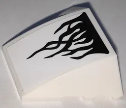 Wedge 4 x 3 Triple Curved No Studs with Black Flames on White Background Pattern (Sticker) - Set 76151