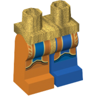Lego Hips and Blue Left Leg, Orange Right Leg with Jester Costume print / Pearl Gold