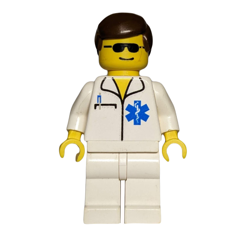 Lego Doctor - White Torso and Legs, Brown Hair