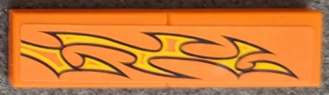Lego Stickered Assembly 4 x 1 with Yellow Flames Pattern Model Right Side (Sticker) - Set 8135