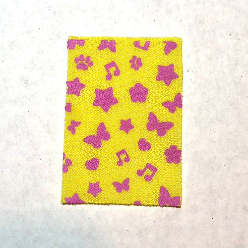 Lego Blanket, Sheet, Towel, with Dark Pink Flowers, Butterflies, Hearts, and Music Notes Print / Yellow