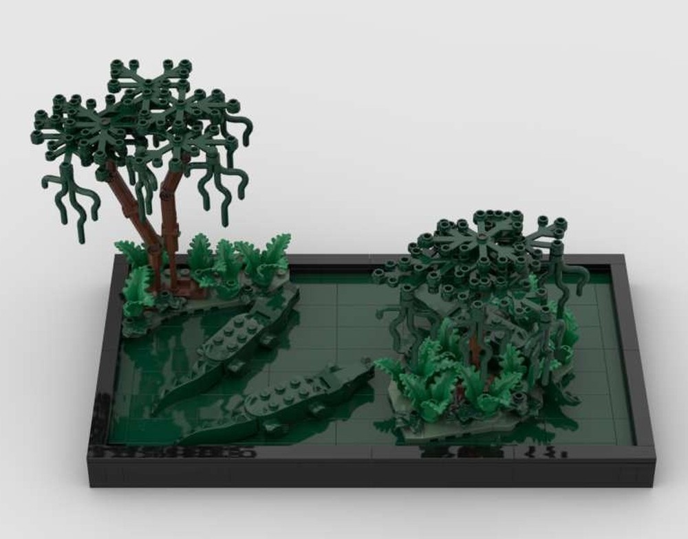 Lego Vignette of crocodiles in a swamp