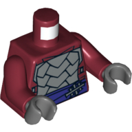 Lego Torso Armor with Dark Purple Belt with Silver Clasp Print, Dark Red Arms, Dark Bluish Gray Hands / Dark Red