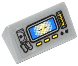 Slope 30 1 x 2 x 2/3 with Screen, Gauges, 2 Silver Switches and 3 Yellow Lights Pattern (Sticker) - Set 60046