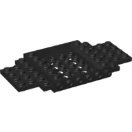 Vehicle Base 6 x 12 x 1 with Holes, 5 x 4 Recessed Center, 6 Studs On sides, 1 x 2 Cutouts on Ends / Black