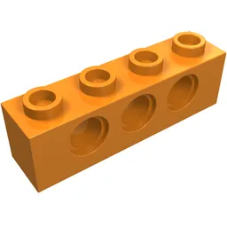 Technic Brick 1 x 4 [3 Pin Holes] / Orange