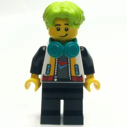 Blogger, White Jacket, Black Legs, Lime Hair