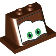 Windscreen 2 x 3 x 2 with 2 x 4 Base with Green Eyes on White Background, Right Brow Arched Print (Mater) / Reddish Brown