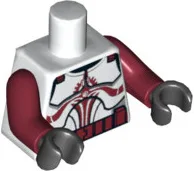 Torso SW Armor Clone Trooper with Dark Red Markings and Belt, without Solid Light Bluish Gray Semicircle above Belt Pattern / Dark Red Arms / Black Hands