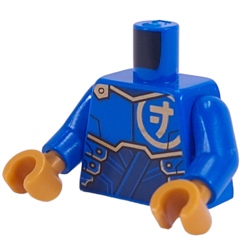 Lego Torso, Gold Asian Symbol, Gold/Dark Blue Armor print, Blue Arms, Pearl Gold Hands / Blue