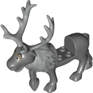 Lego Animal, Reindeer, with Light Bluish Grey Antlers, Fur pattern (Sven) / Dark Bluish Gray