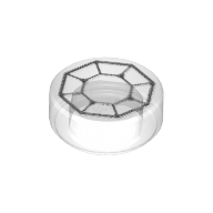 Lego Tile Round 1 x 1 with Octagon (Arkenstone) Print / Trans-Clear