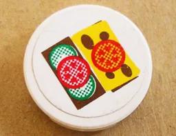 Tile, Round 2 x 2 with Tomato, Cheese and Cucumber Pattern (Sticker) - Sets 5875 / 5876