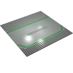 Baseplate 32 x 32 Split with 2 x 14 Center Studs, Service Station with Green Lines Print / Light Gray