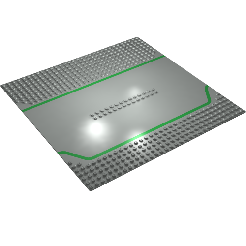 Lego Baseplate 32 x 32 Split with 2 x 14 Center Studs, Service Station with Green Lines Print