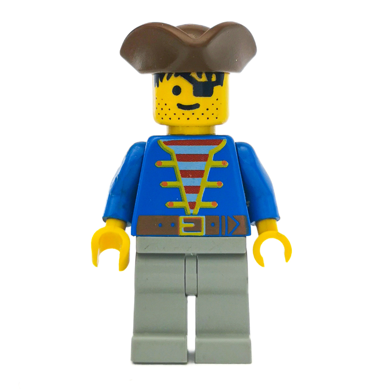 Lego Pirate - Blue Jacket, Light Gray Legs, Brown Tricorne (3626b Head)
