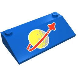 Brick Sloped 33° 3 x 6 with Large Classic Space Logo Print / Blue