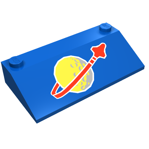 Lego Brick Sloped 33° 3 x 6 with Large Classic Space Logo Print / Blue