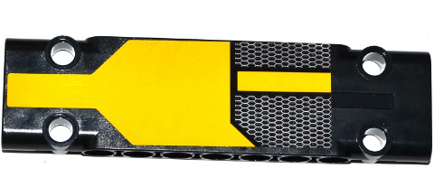 Lego Technic, Panel Plate 3 x 11 x 1 with Yellow Stripe and Honeycomb Mesh Pattern (Sticker) - Set 42053