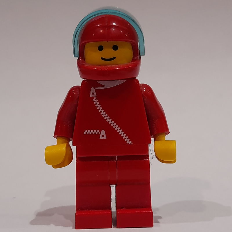 Lego Racer, Red Jacket with Zipper, Red Helmet with Visor (3626a Head)
