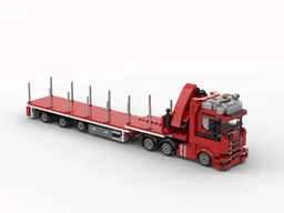 Scania R450 low with crane on trailer