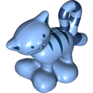 Lego Duplo Animal Cat Standing Turned Head with Stripes (Pilchard) Print / Medium Blue