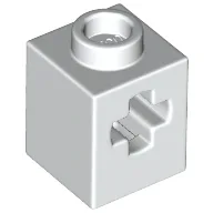 Technic Brick 1 x 1 with Axle Hole / White