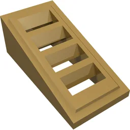 Brick Sloped 18° 2 x 1 x 2/3 with 4 Slots / Grate / Pearl Gold