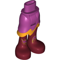 Lego Minidoll Hips and Asymmetrical Skirt with Wave Hem Medium Orange and Dark Red Boots with Purple Flames Print