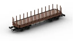 Flatcar with stakes