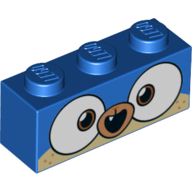 Lego Brick 1 x 3 with Puppycorn, Big Smile Print / Blue