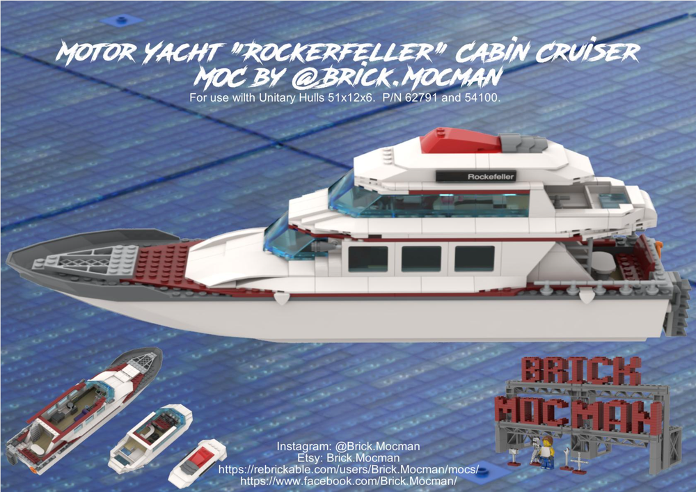 Lego Motor Yacht "Rockerfeller" Cabin Cruiser - White/Red