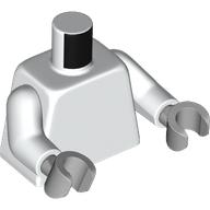 Lego Torso, White Arms, Light Bluish Gray Hands [Plain] / White