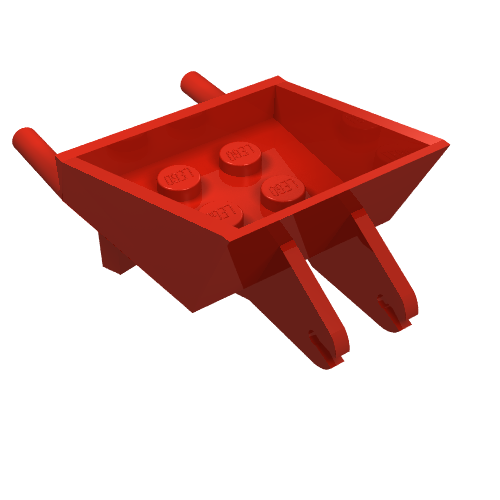 Lego Fabuland, Equipment Wheelbarrow with One Center Wheel Clips / Red