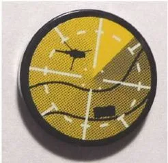 Tile, Round 2 x 2 with Yellow Helicopter on Radar Pattern (Sticker) - Set 8634