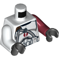 Lego Torso, Odd Arms, Armour with Dark Red Details and Gray Belts Print, Left Dark Red Arm, Right White Arm, Black Hands / White