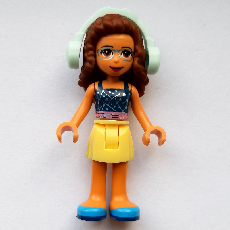 Lego Olivia - Dark Blue Top, Bright Light Yellow Skirt, Light Aqua Headphones