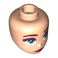 Lego Minidoll Head Reddish Brown Eyebrows, Bright Light Blue Eyes, Magenta Eyeshadow, Lips / Light Nougat