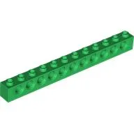 Technic Brick 1 x 12 [11 Pin Holes] / Green