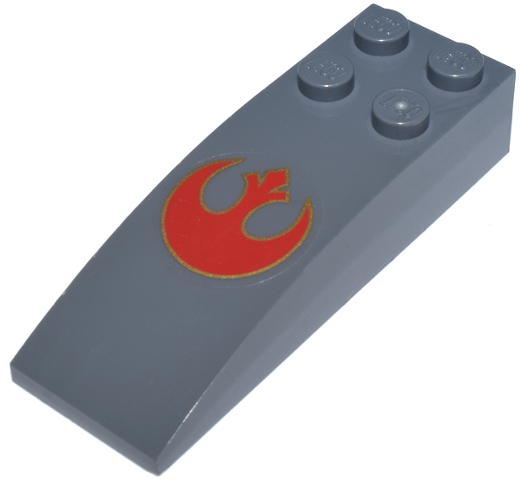 Lego Slope, Curved 6 x 2 with Red SW Rebel Alliance Symbol Pattern (Sticker) - Set 7668
