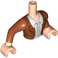 Lego Minidoll Torso Man with Dark Orange Jacket, White Shirt / Light Nougat