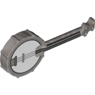 Musical Instrument Banjo with White Board, Light Bluish Grey/Black Snares Print