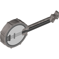 Lego Musical Instrument Banjo with White Board, Light Bluish Grey/Black Snares print / Flat Silver