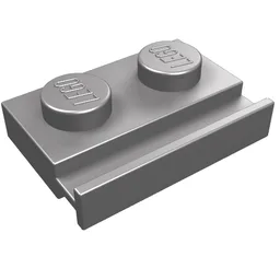 Plate Special 1 x 2 with Door Rail / Flat Silver