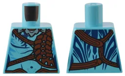 Torso Na'vi with Dark Blue Markings, Reddish Brown Strap and Belt, and Silver Necklace Pattern / Medium Azure