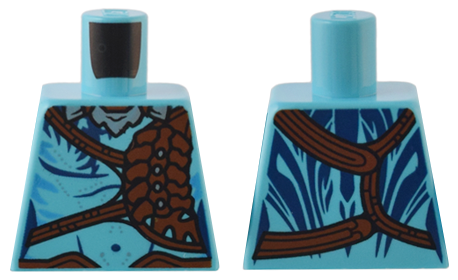 Lego Torso Na'vi with Dark Blue Markings, Reddish Brown Strap and Belt, and Silver Necklace Pattern