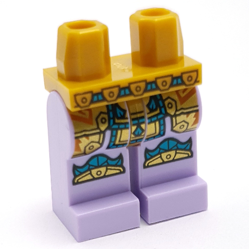 Lego Hips and Lavender Legs with Gold Skirt, Dark Turquoise Decorations print / Pearl Gold